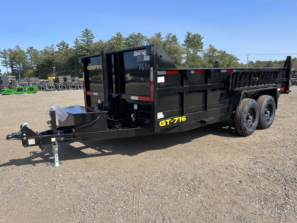 2024 Griffin Trailers 7×16 14K Telescopic Dump Trailer w/ Ramps & Spare Tire Mount